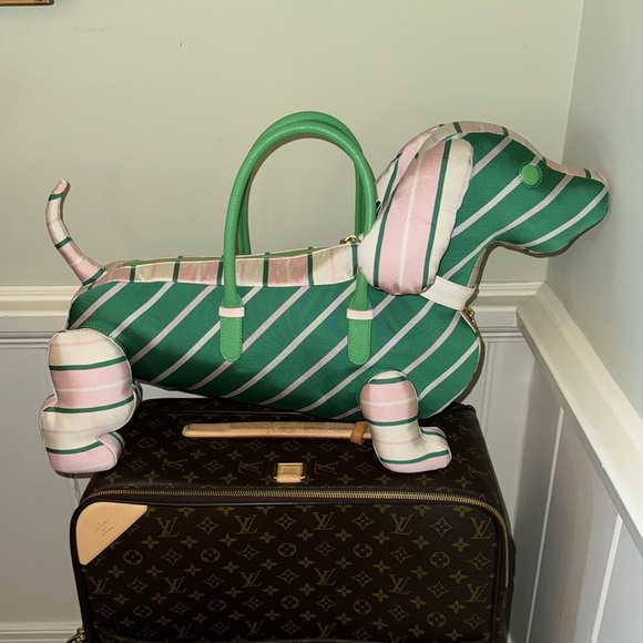 Thom Browne New York Hector Dog Large XL Tote Bag Pink & Green - Picture 7 of 16